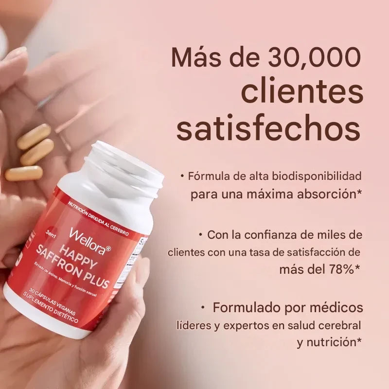 ¡DILE ADIÓS AL ESTRÉS, LA ANSIEDAD Y EL CANSANCIO MENTAL Wellora Saffron Plus