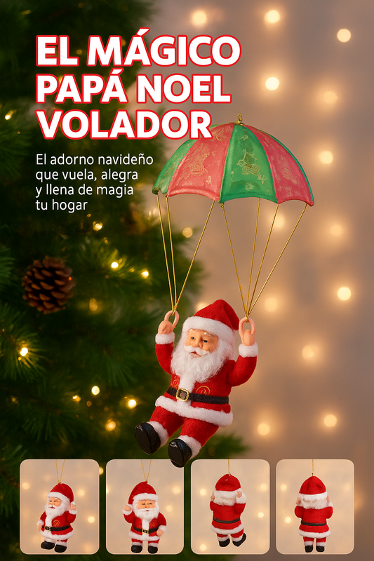 PAPA NOEL PARACAÍDAS EN MOVIMIENTO VUELO REALISTA + LUCES LED